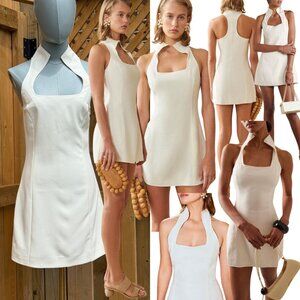 🆕 CULT GAIA 🧿 NWOT Akaia White Linen-Blend Mini Dress, Sz US 2